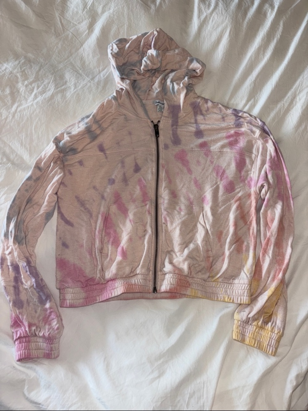 Splendid Pink Multi Tie-Dye Zip Hoodie